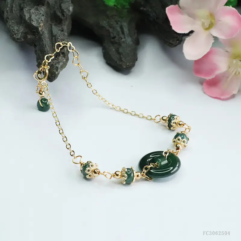 Blue Jade Horizontal Peace Ring Bracelet for Women — feature 11