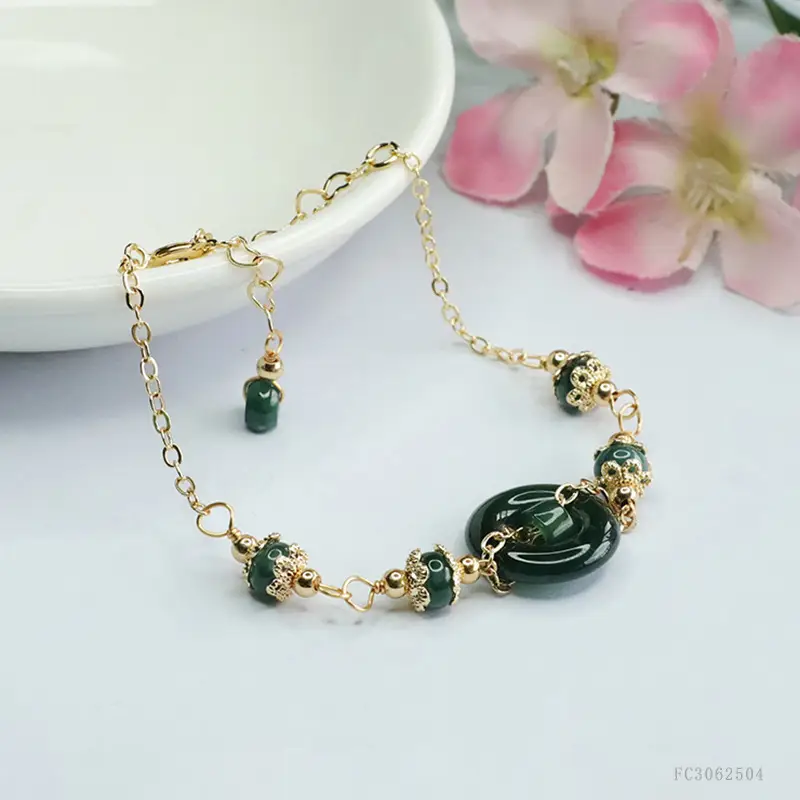 Blue Jade Horizontal Peace Ring Bracelet for Women — feature 9