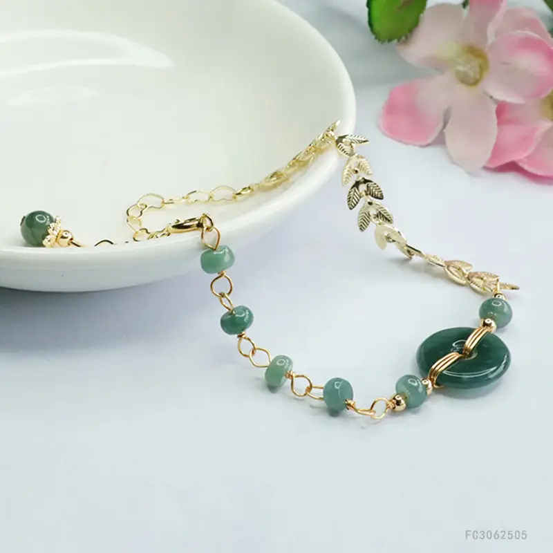 Natural Jade Bracelet Blue Horizontal Peace Buckle - Image 3