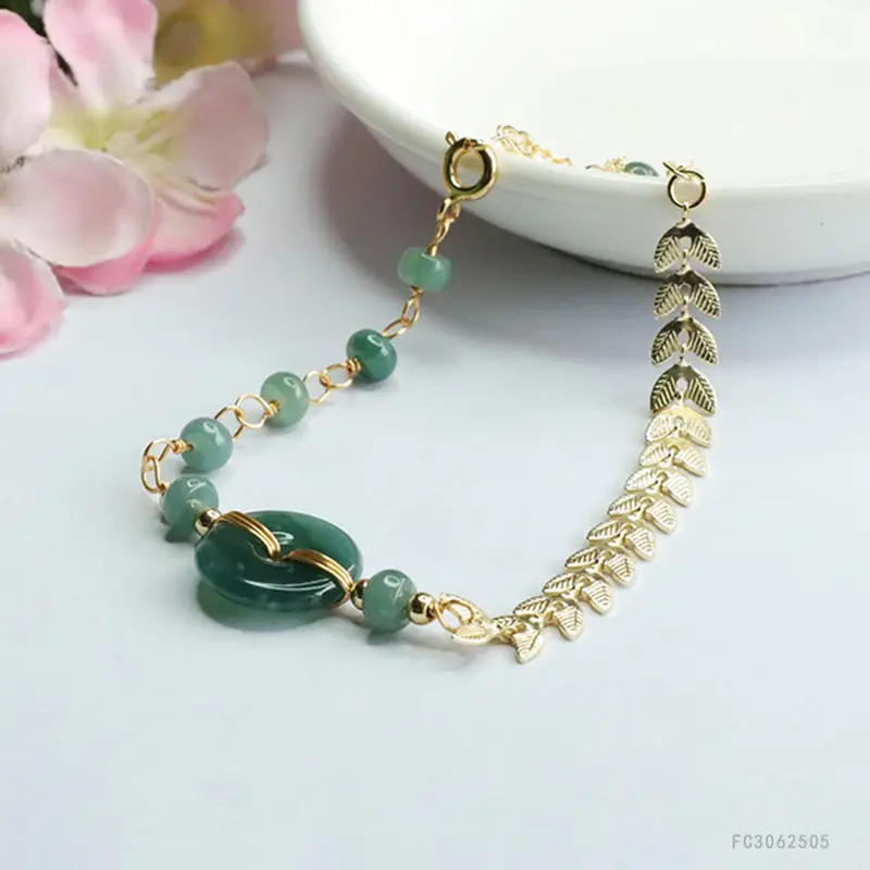 Natural Jade Bracelet Blue Horizontal Peace Buckle - Image 4