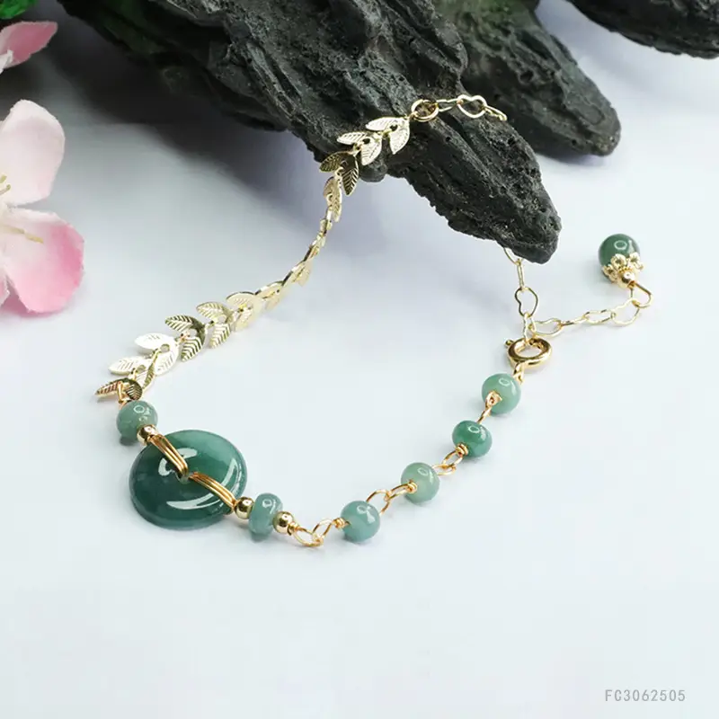 Natural Jade Bracelet Blue Horizontal Peace Buckle - Image 5