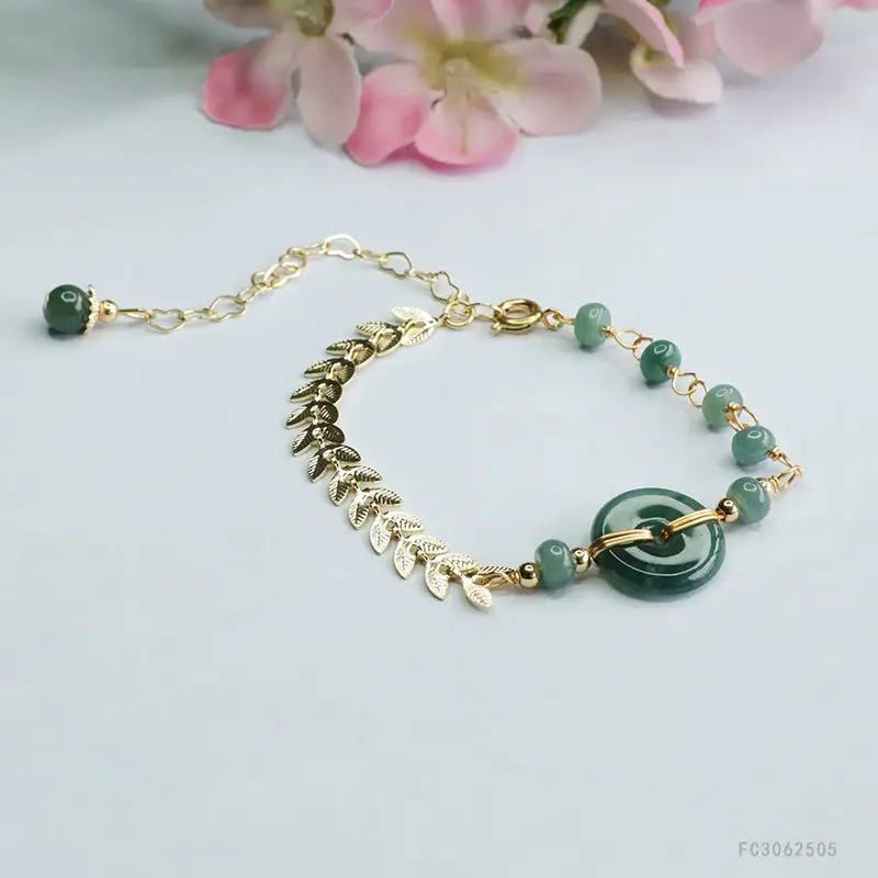 Natural Jade Bracelet Blue Horizontal Peace Buckle — feature 5