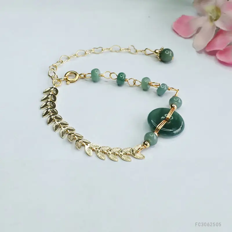 Natural Jade Bracelet Blue Horizontal Peace Buckle — feature 6