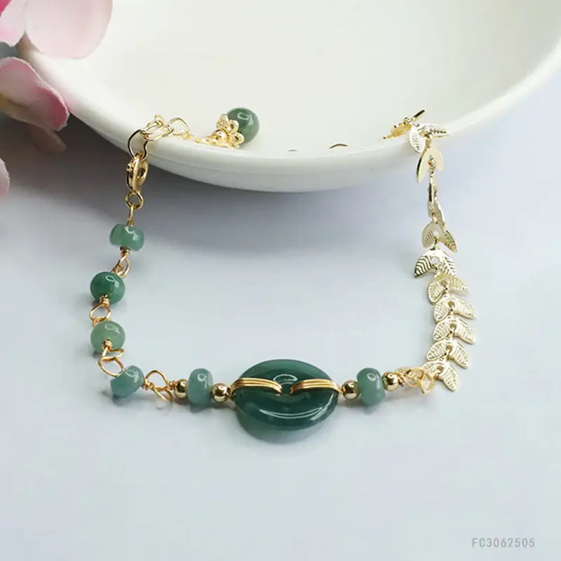 Natural Jade Bracelet Blue Horizontal Peace Buckle — feature 9