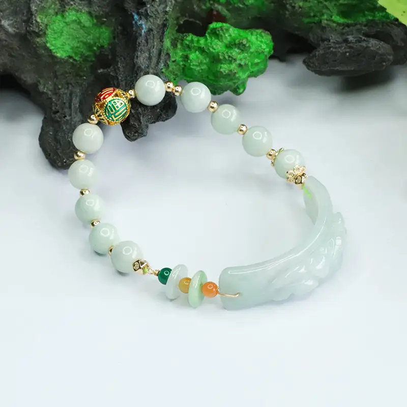 Guan Yu Jade Bracelet with Pixiu Pendant & Enamel Beads — feature 11