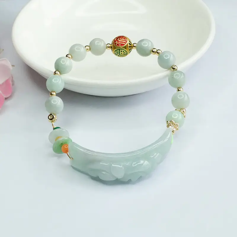 Guan Yu Jade Bracelet with Pixiu Pendant & Enamel Beads — feature 7
