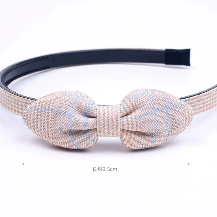 Korean Style Bow Hairband for Girls Plaid Fabric - Image 7