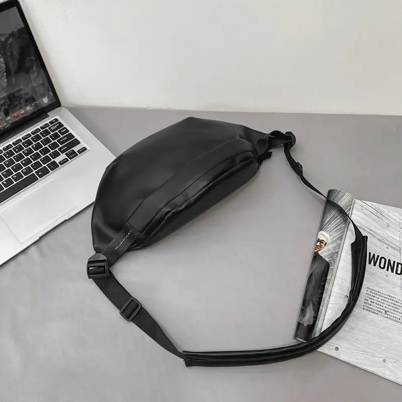 Women PU Chest Bag Black Couple Shoulder Crossbody - Image 2