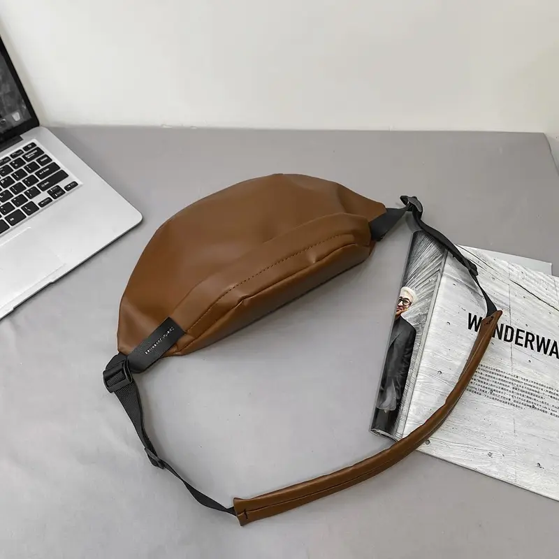 Women PU Chest Bag Black Couple Shoulder Crossbody - Image 3