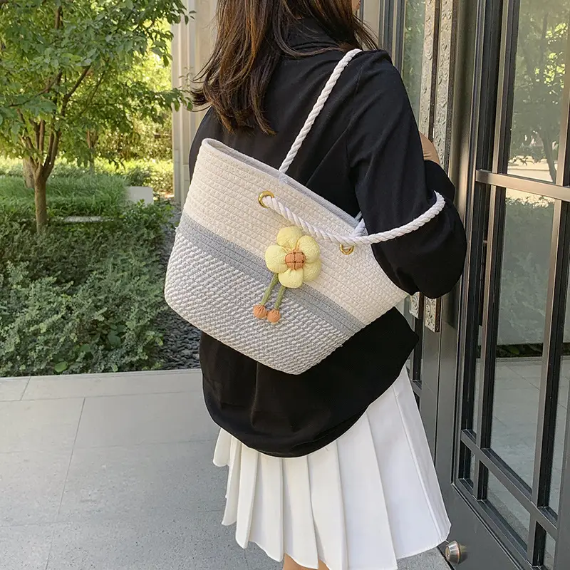 Women's Summer Woven Bag with Floral Embroidery - Image 5