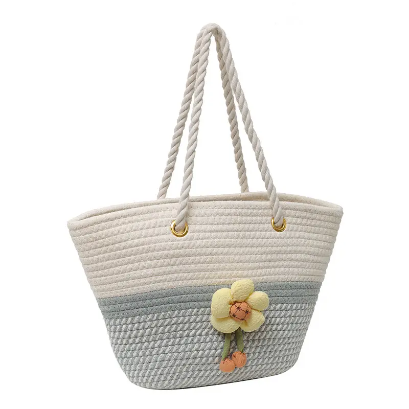 Women's Summer Woven Bag with Floral Embroidery - Image 7