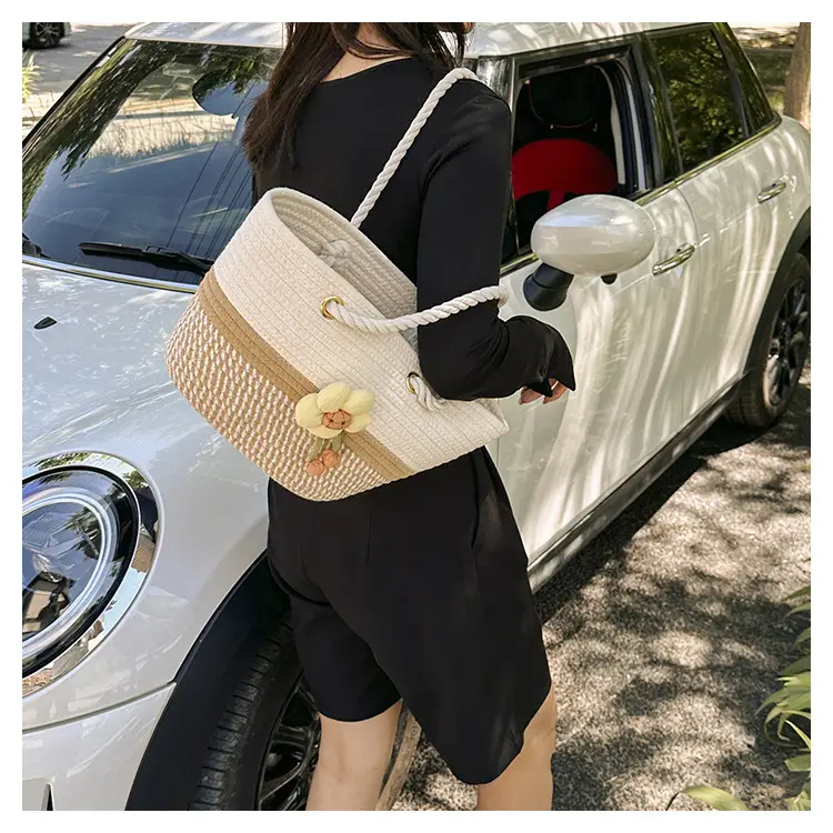 Women's Summer Woven Bag with Floral Embroidery — feature 11