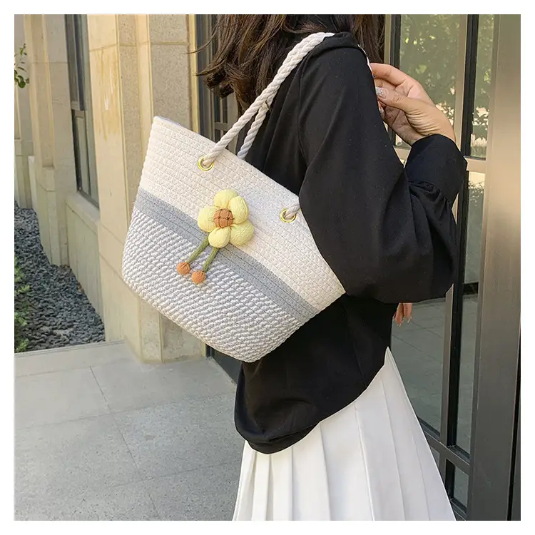 Women's Summer Woven Bag with Floral Embroidery — feature 13