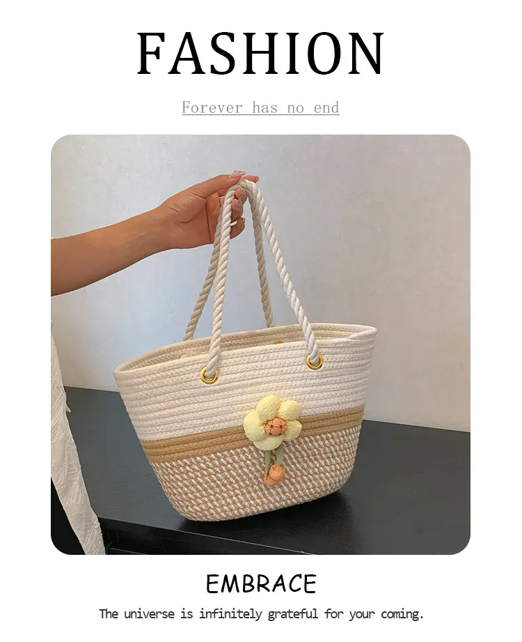 Women's Summer Woven Bag with Floral Embroidery — feature 2