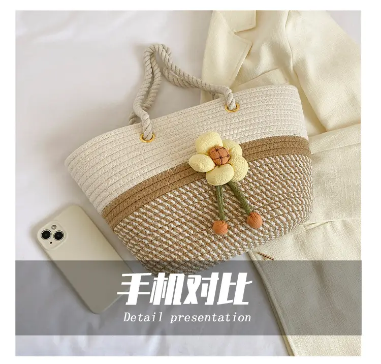 Women's Summer Woven Bag with Floral Embroidery — feature 5