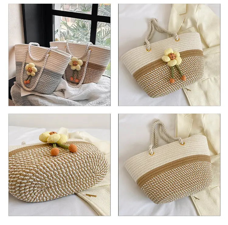Women's Summer Woven Bag with Floral Embroidery — feature 9