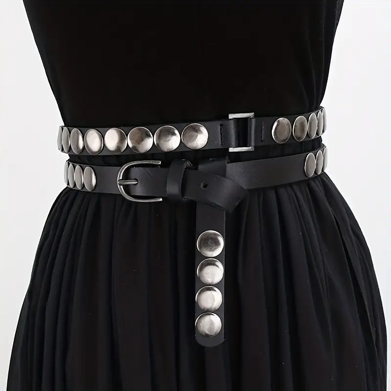 Retro Punk Belt with Double Circle Design for Women - Image 2
