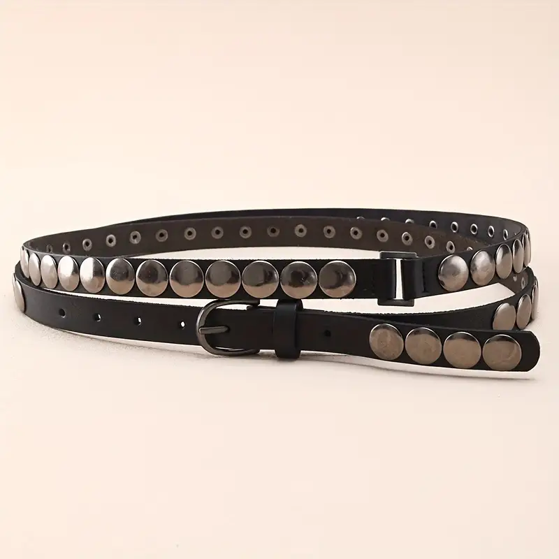 Retro Punk Belt with Double Circle Design for Women - Image 3