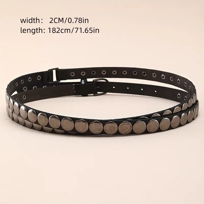 Retro Punk Belt with Double Circle Design for Women — feature 1
