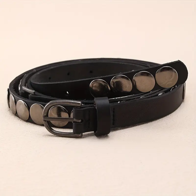 Retro Punk Belt with Double Circle Design for Women — feature 2