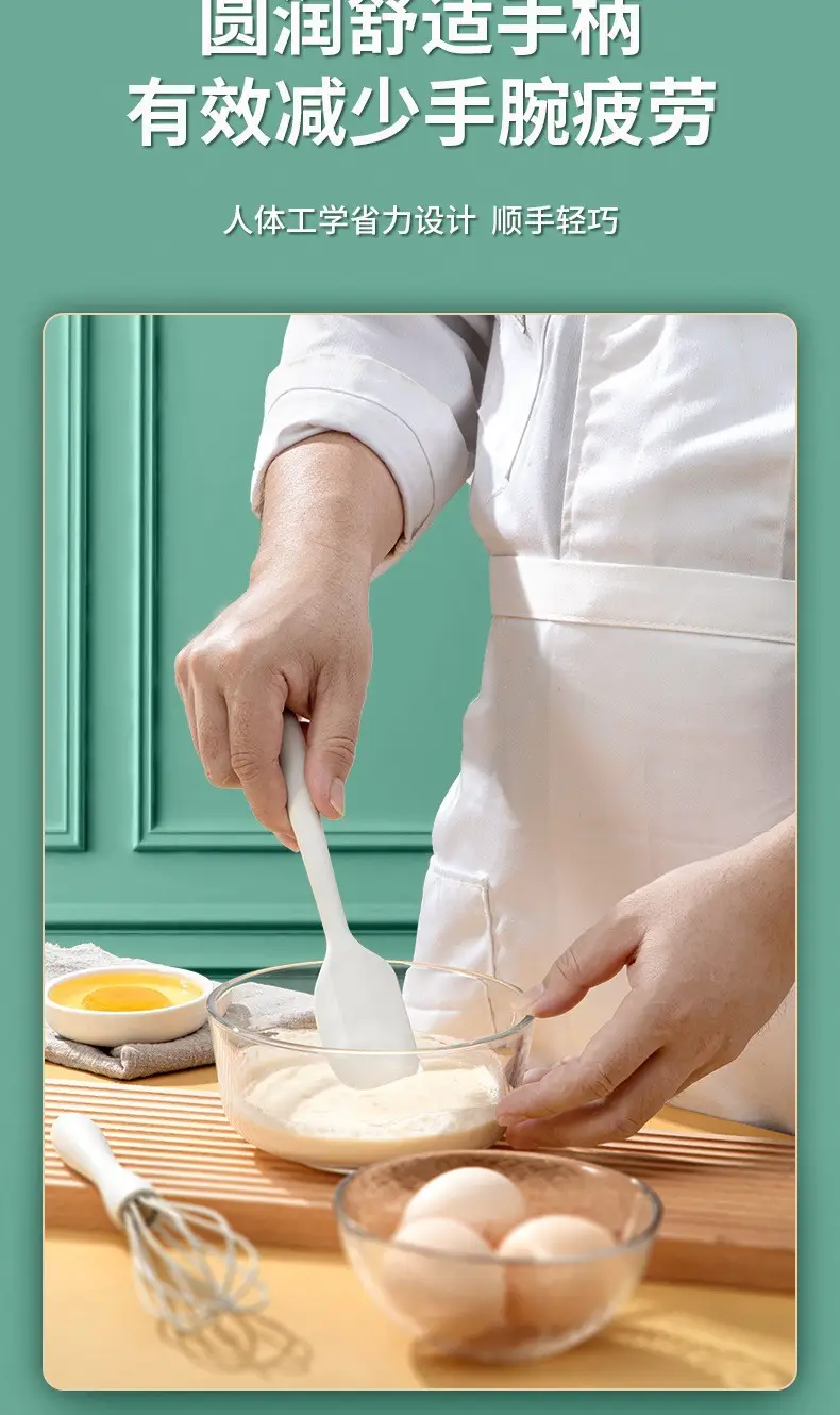 Household Food Grade Silicone Mini Baking Tool Set High Temperature Resistant Scraper Oil Brush Egg Beater Food Clip — feature 9