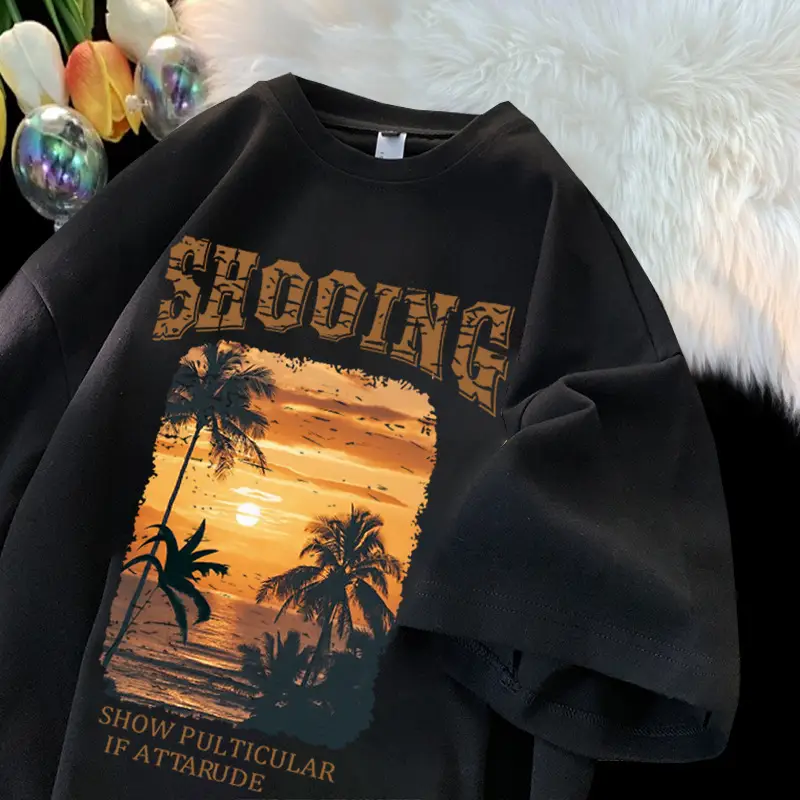 Retro Short Sleeve T-Shirt Black Summer Style