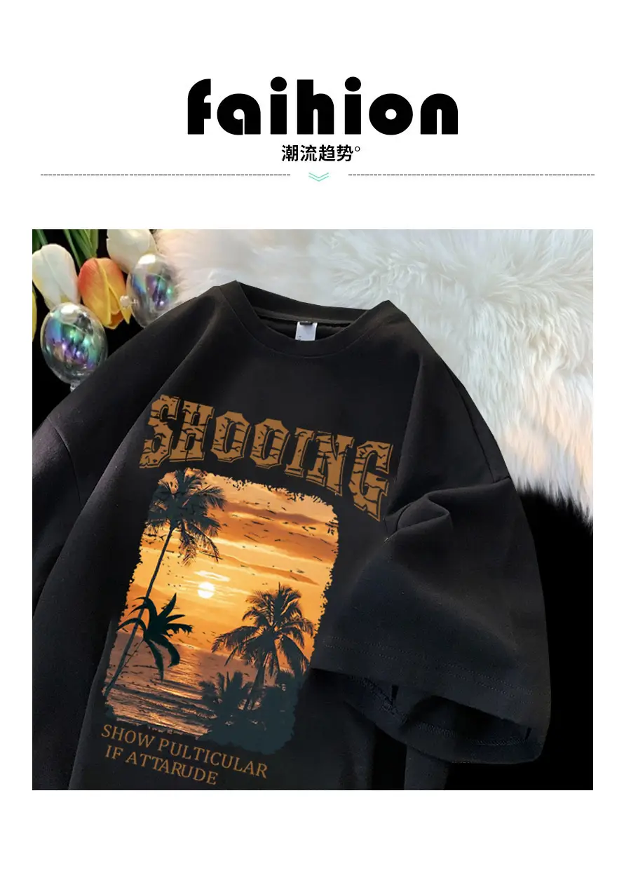 Retro Short Sleeve T-Shirt Black Summer Style — feature 1