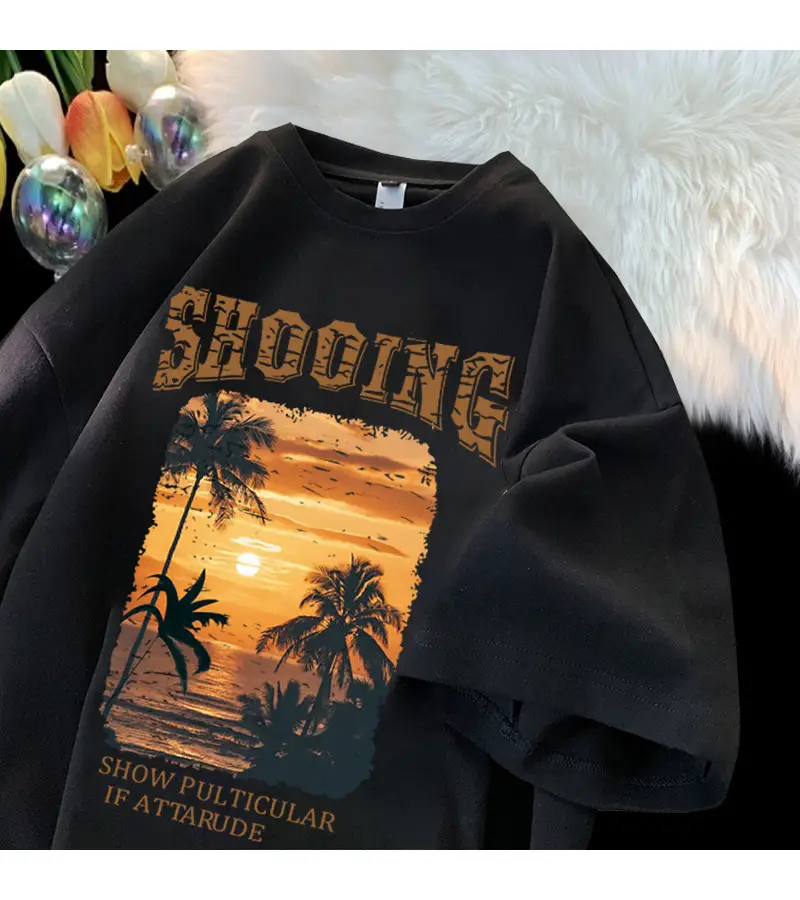 Retro Short Sleeve T-Shirt Black Summer Style — feature 13
