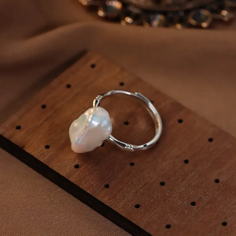 Broken Silver Pearl Ring S925 Full Body Sterling Silver - Image 3