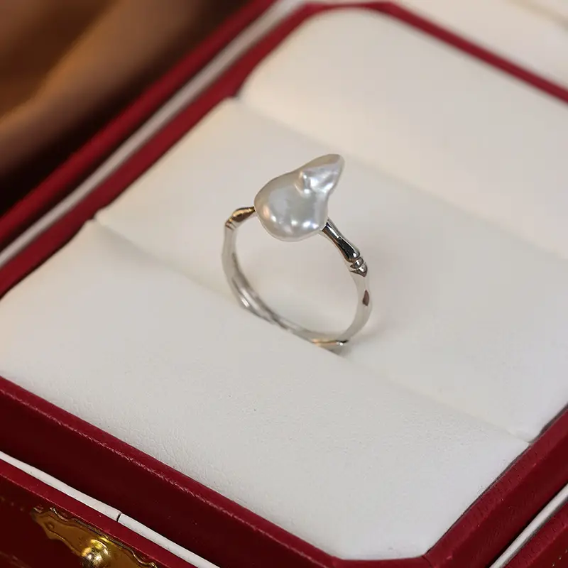 Broken Silver Pearl Ring S925 Full Body Sterling Silver - Image 6