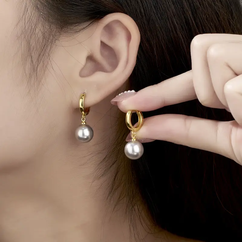 Gold Pearl Drop Earrings for Women - Image 4