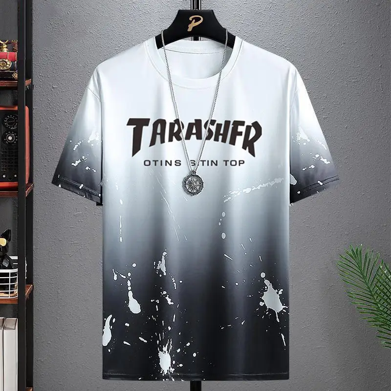 Men's Black Graphic T-Shirt with Tower Design Large - Image 5