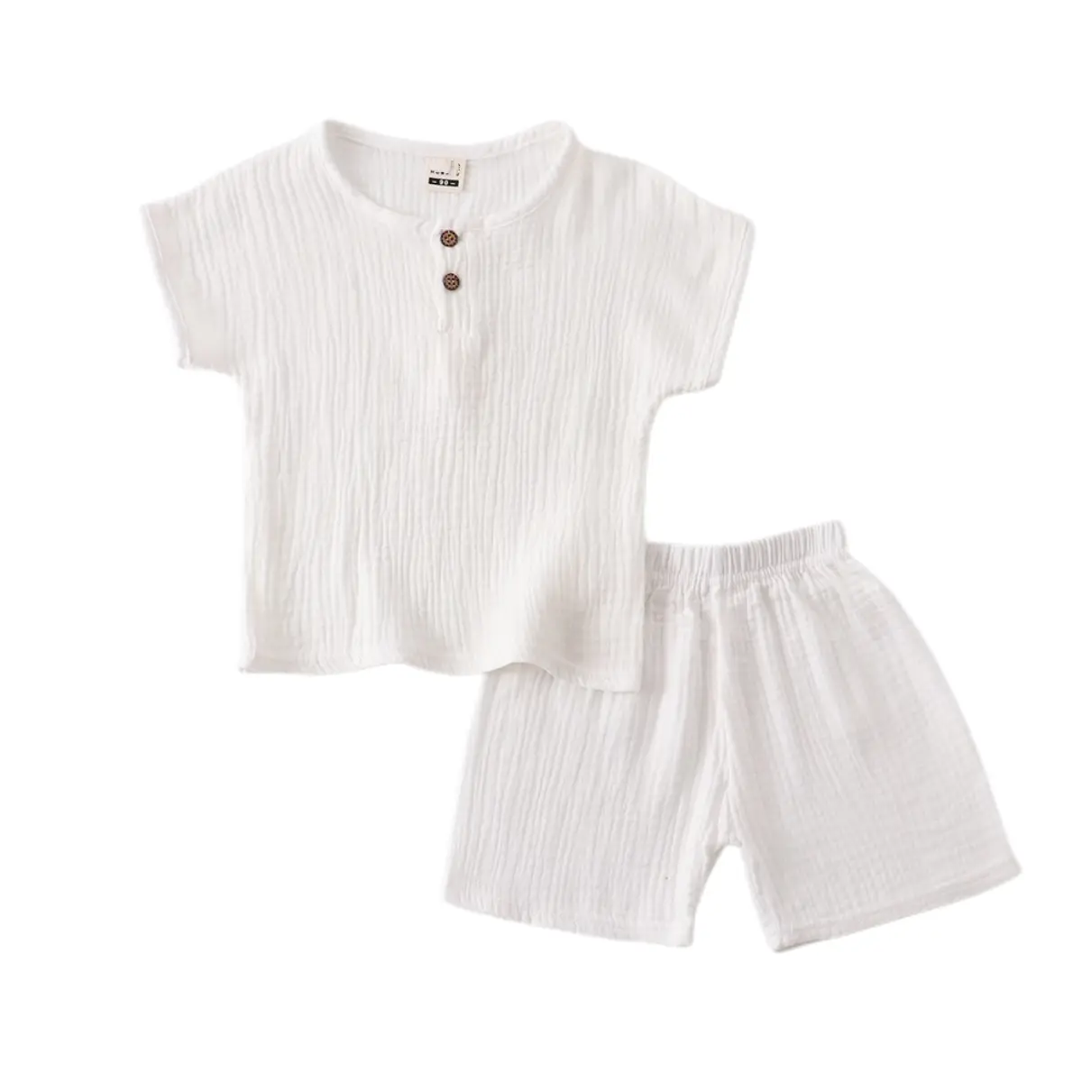 Children Cotton Shorts Set White Pink Baby Summer - Image 5