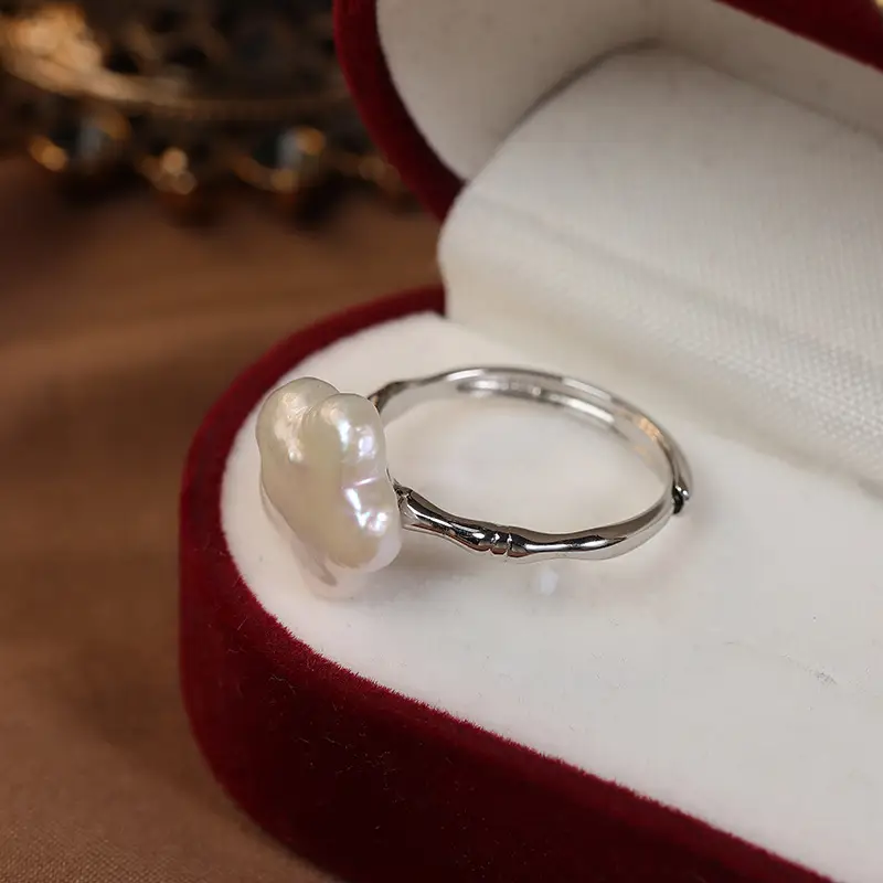 Pearl Flower Ring S925 Sterling Silver Adjustable - Image 3