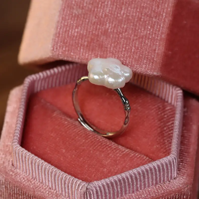 Pearl Flower Ring S925 Sterling Silver Adjustable - Image 4