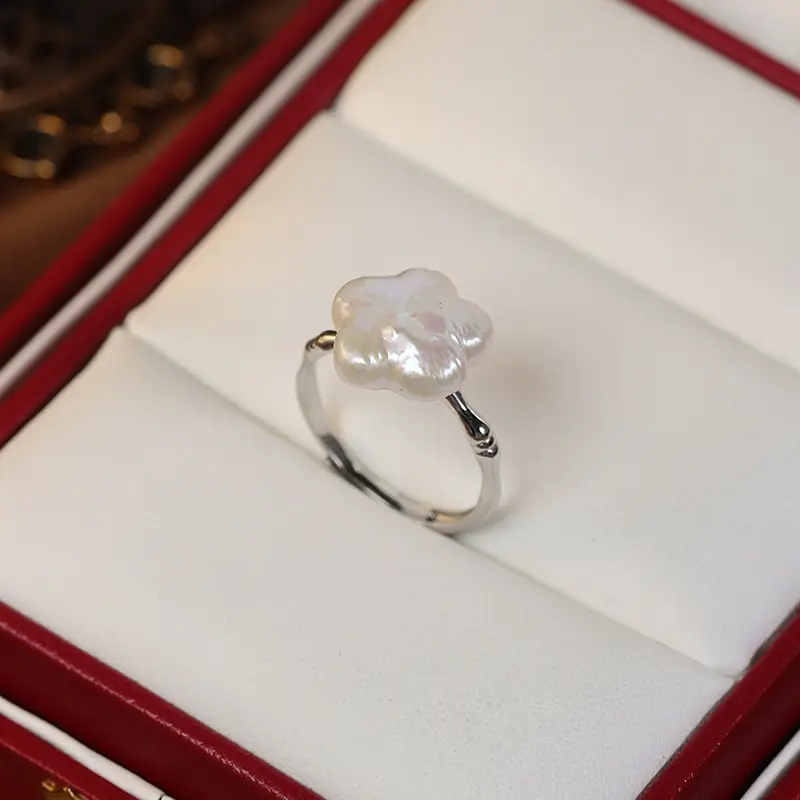 Pearl Flower Ring S925 Sterling Silver Adjustable - Image 6