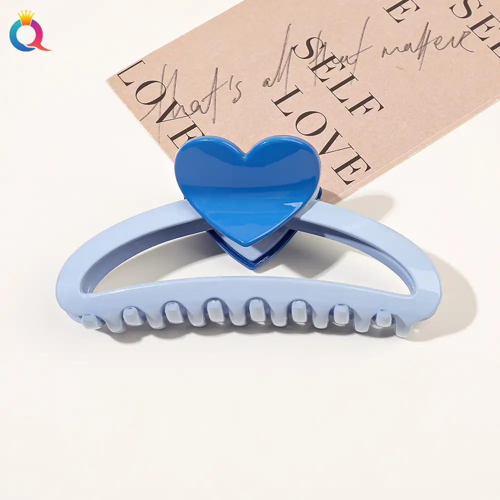 Blue Heart-Shaped Hair Clip for Women - Image 4