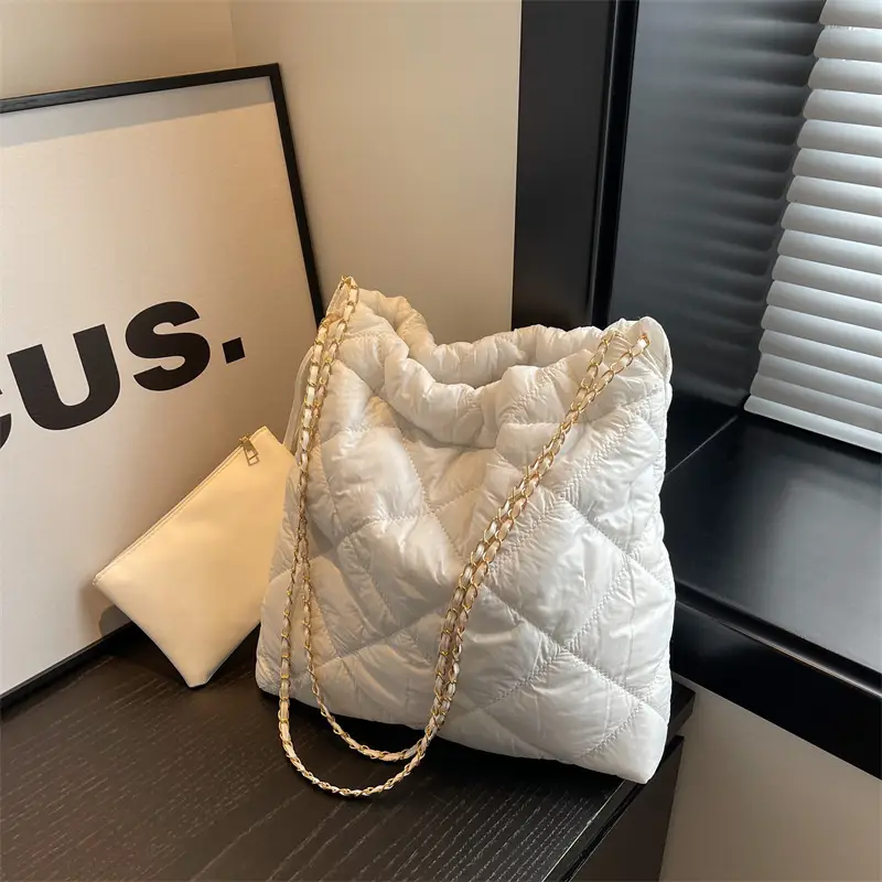 White Quilted Shoulder Bag Women 2023 Summer - Image 9