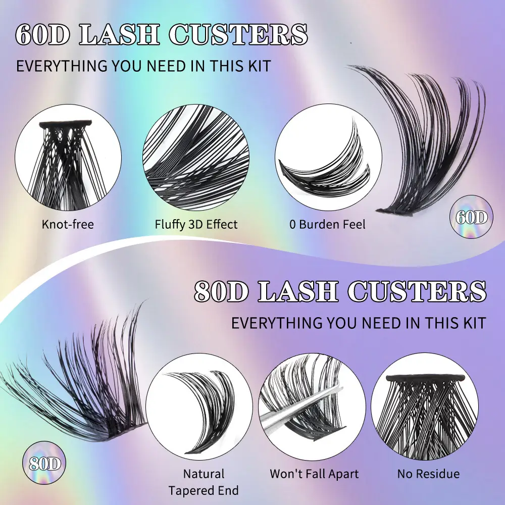 100 Clusters False Eyelashes 8-16mm Natural Large Capacity - Image 37