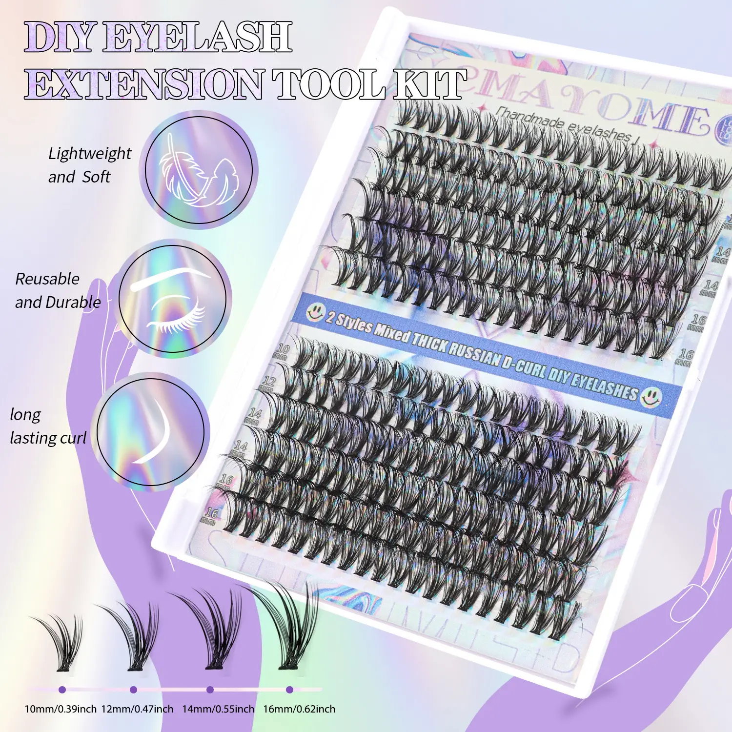100 Clusters False Eyelashes 8-16mm Natural Large Capacity - Image 38