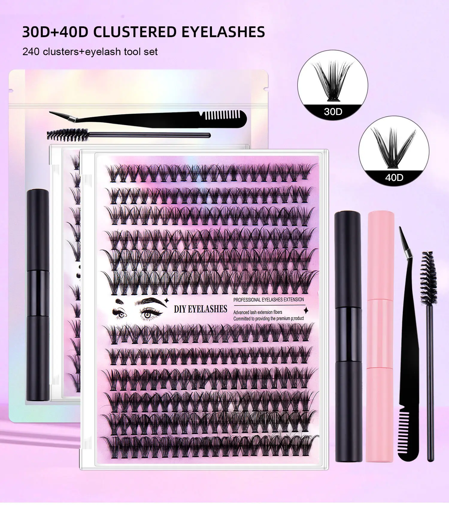 100 Clusters False Eyelashes 8-16mm Natural Large Capacity — feature 1
