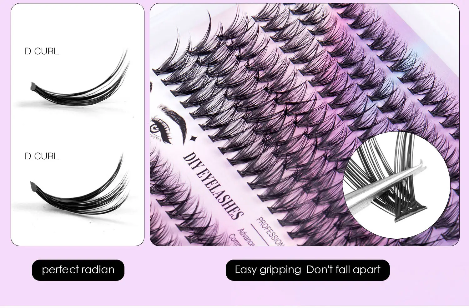 100 Clusters False Eyelashes 8-16mm Natural Large Capacity — feature 3