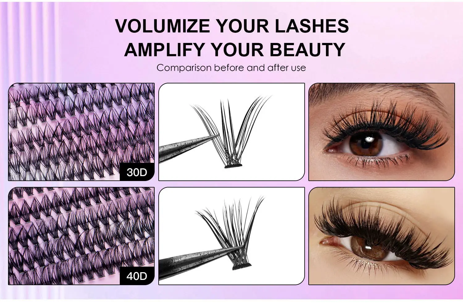100 Clusters False Eyelashes 8-16mm Natural Large Capacity — feature 4