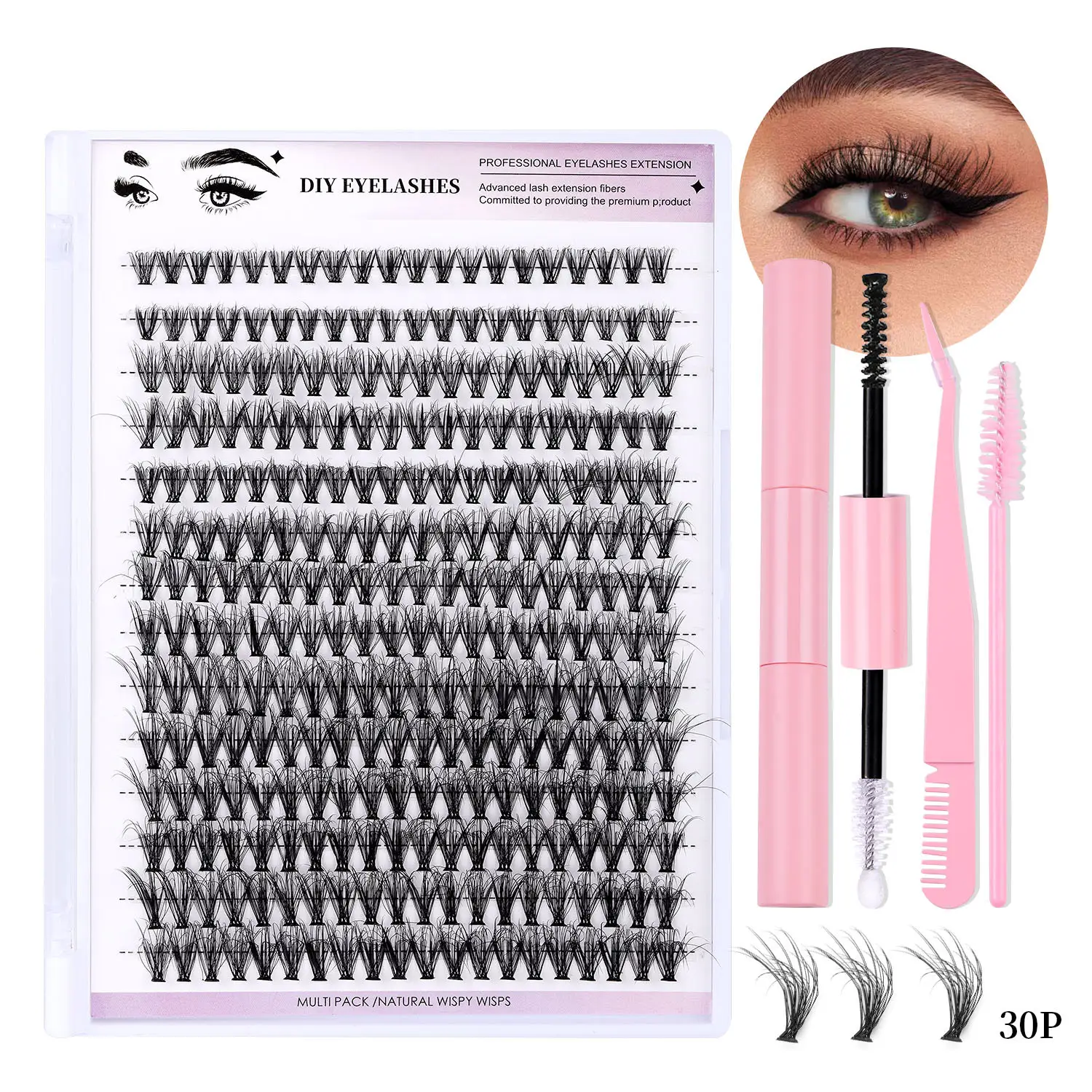100 Clusters False Eyelashes 8-16mm Natural Large Capacity - Image 20
