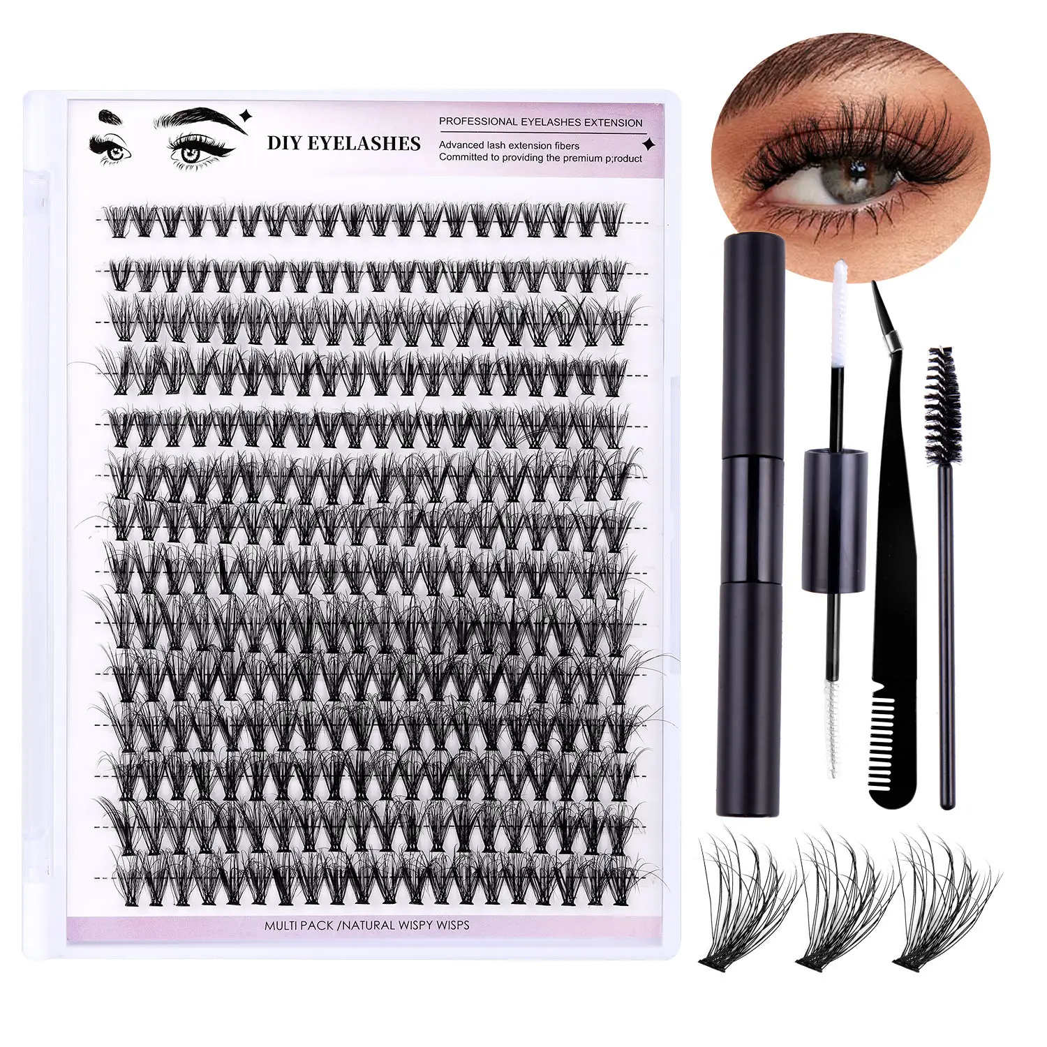 100 Clusters False Eyelashes 8-16mm Natural Large Capacity - Image 21