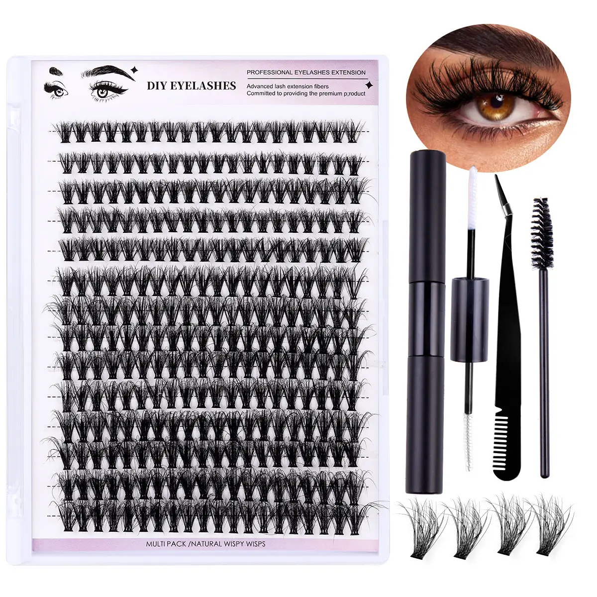 100 Clusters False Eyelashes 8-16mm Natural Large Capacity - Image 23