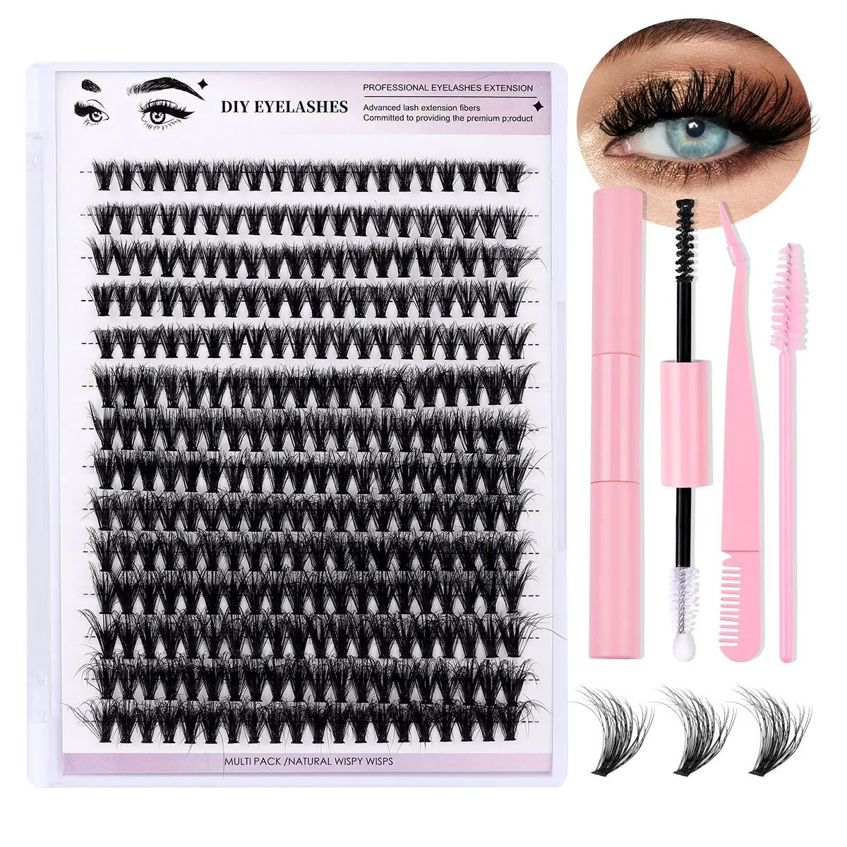 100 Clusters False Eyelashes 8-16mm Natural Large Capacity - Image 24