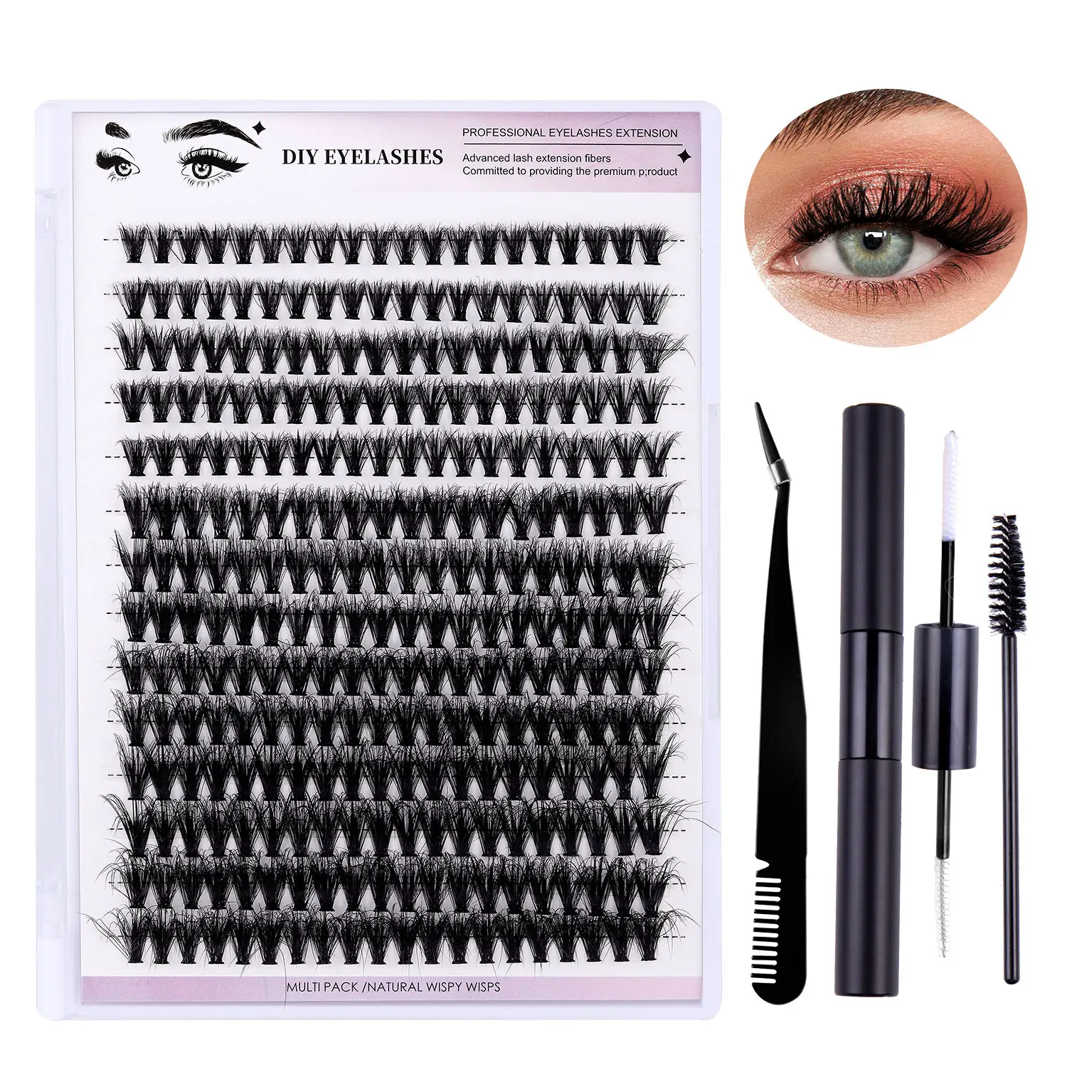 100 Clusters False Eyelashes 8-16mm Natural Large Capacity - Image 25