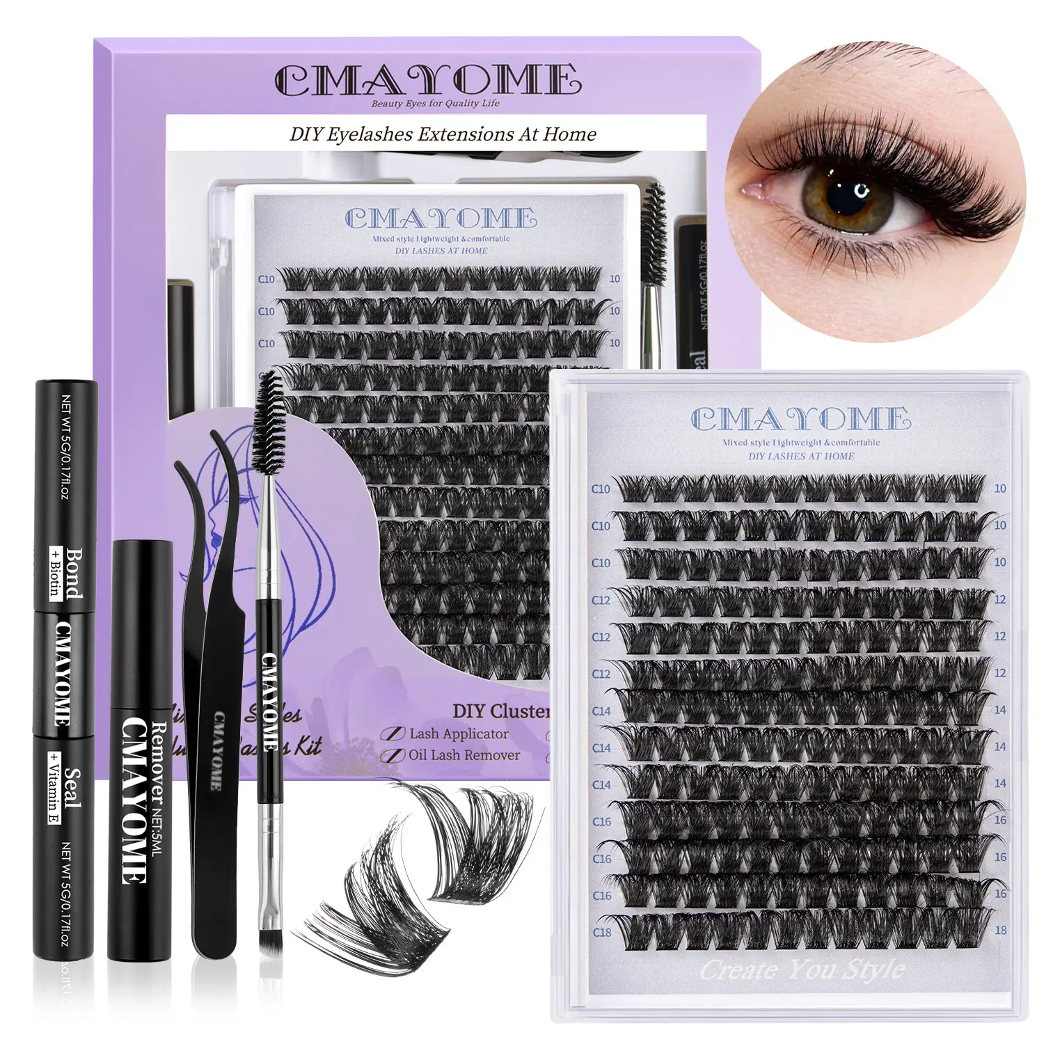 100 Clusters False Eyelashes 8-16mm Natural Large Capacity - Image 31