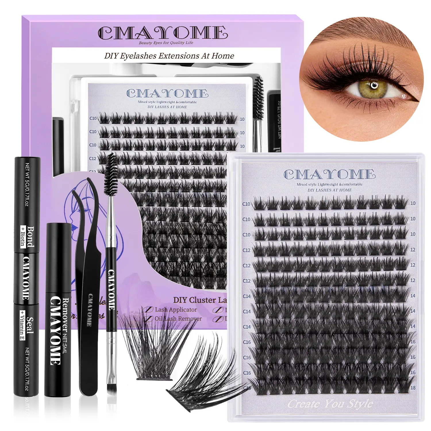 100 Clusters False Eyelashes 8-16mm Natural Large Capacity - Image 32